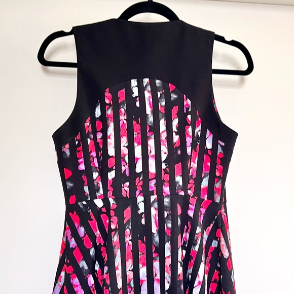 NWOT Forever 21 XS Floral Striped Front Zipper A-line Dress - Picture 5 of 11